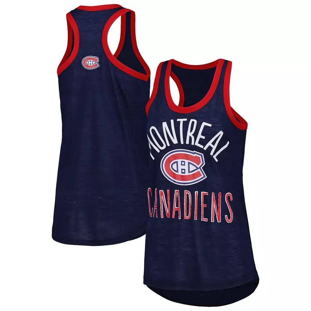Women's G-III 4Her by Carl Banks Navy Montreal Canadiens First Base Racerback Scoop Neck Tank Top, Size: Small, Cnd Blue Product Image