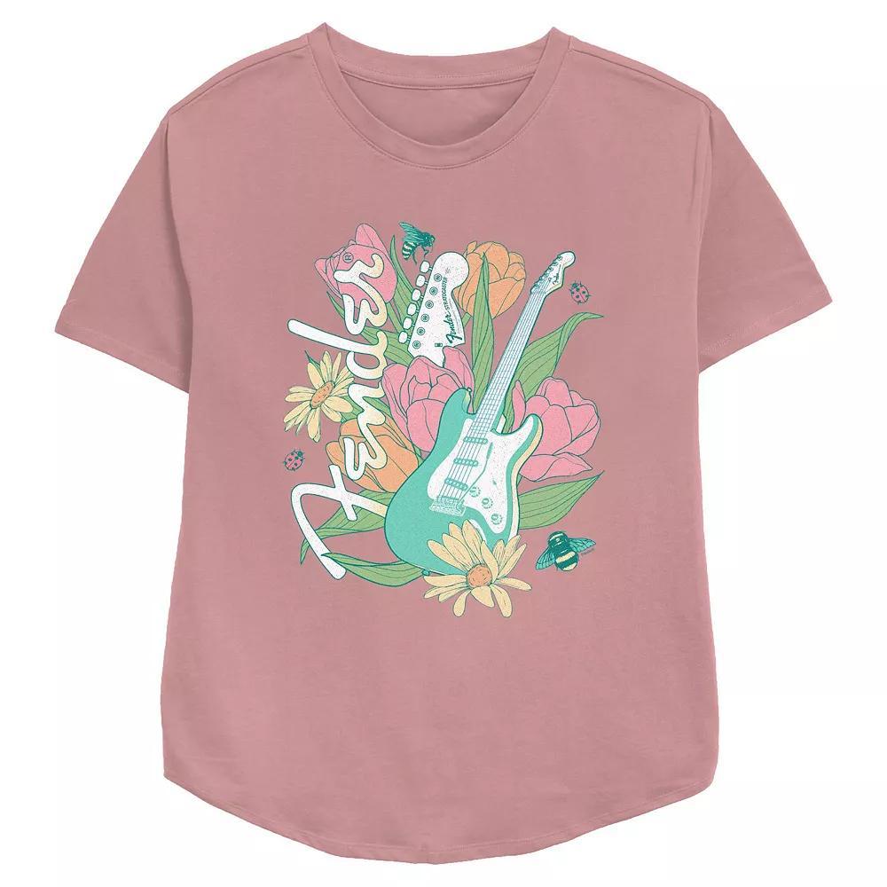 Women's Fender Spring Guitar Relaxed Fit Graphic Tee, Size: Small, Pink Product Image