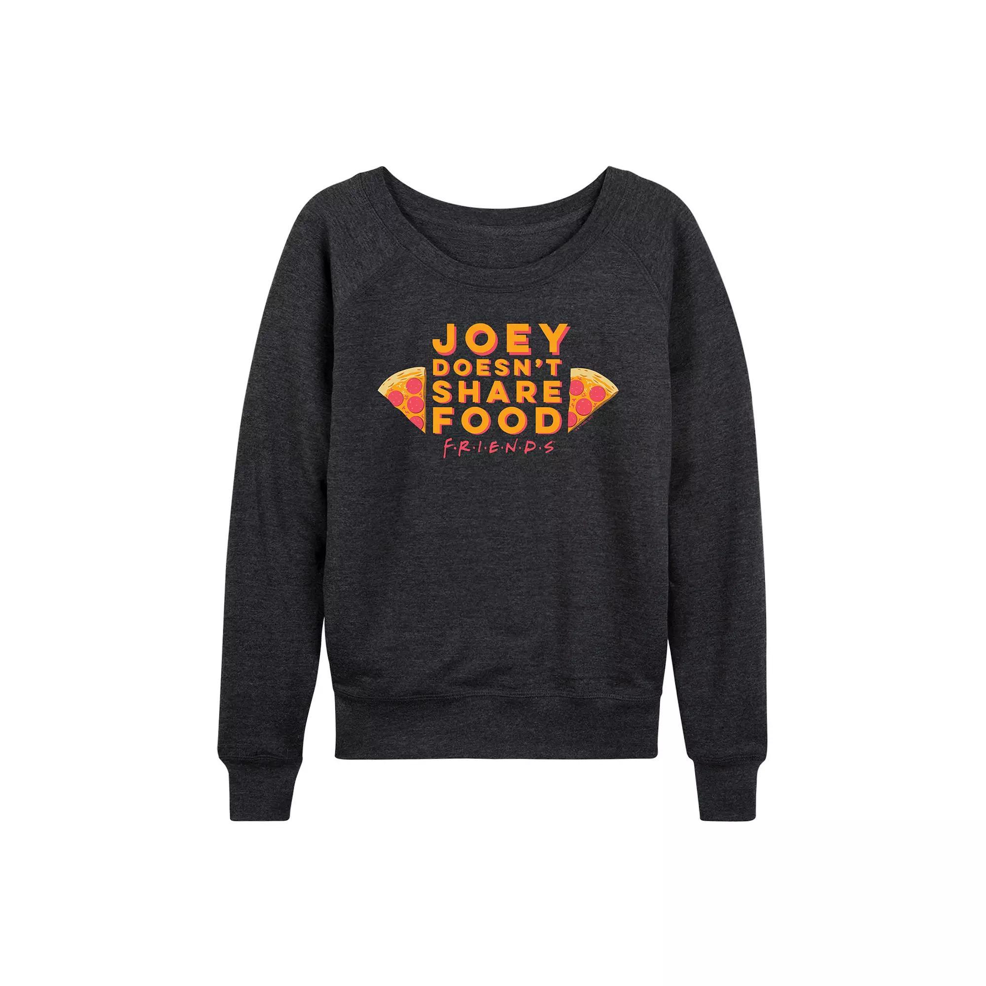 Womens Friends Joey Doesnt Share Food French Terry Long Sleeve Tee Heather Grey Product Image
