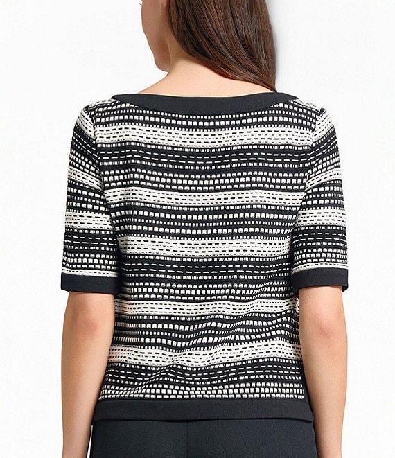 Ming Wang Digital Soft Knit Boat Neck Short Sleeve Top Product Image