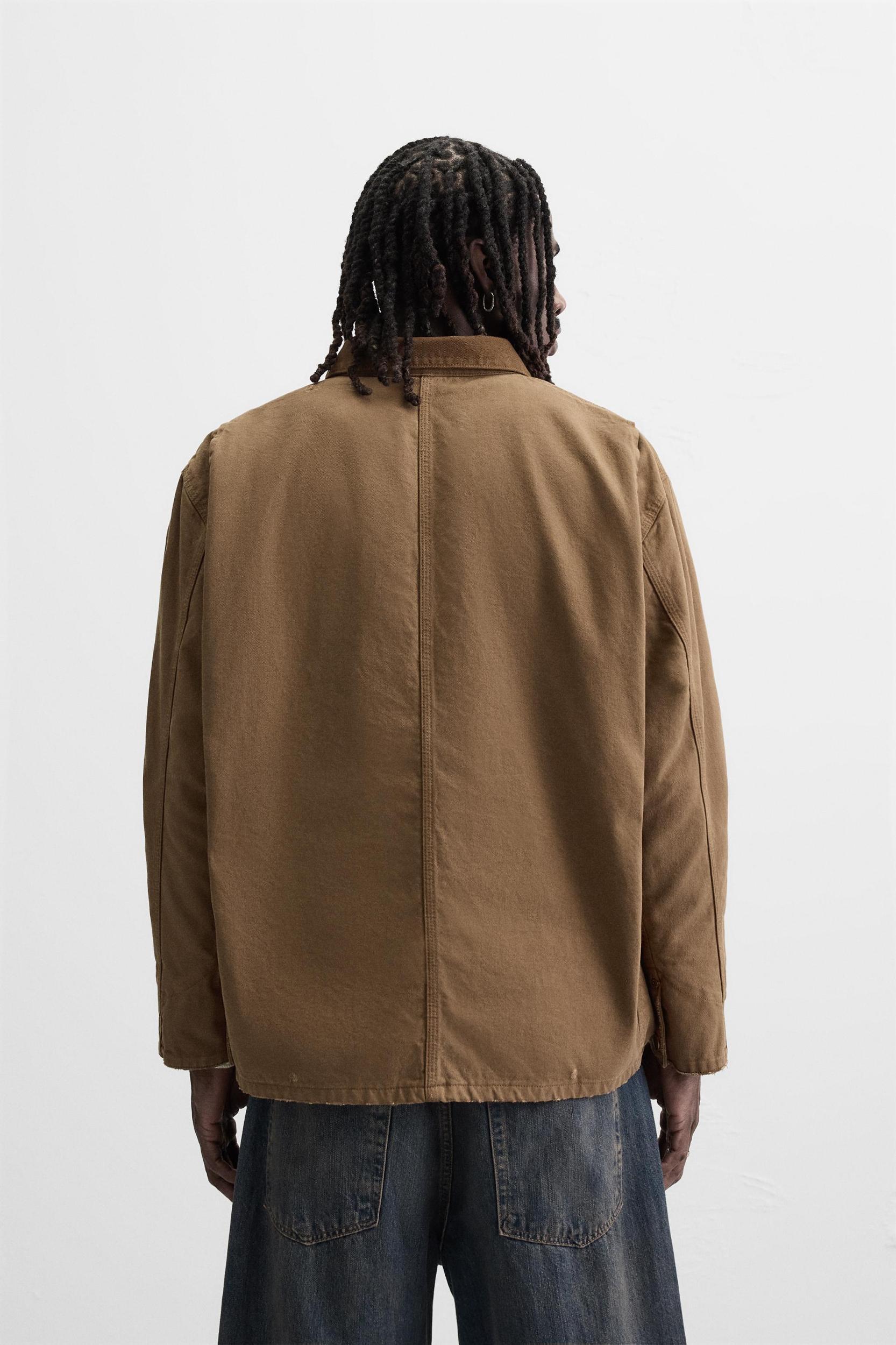 WASHED JACKET WITH CONTRASTING COLLAR Product Image