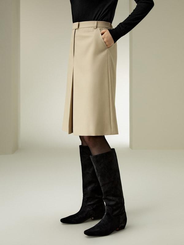 A-Line Wool Silk Blend Skirt Product Image