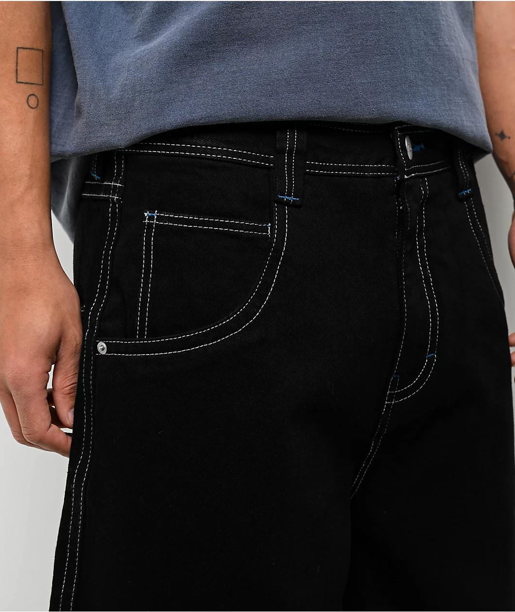 Empyre Ultra Wide Dark Blue Skate Jean Shorts Product Image