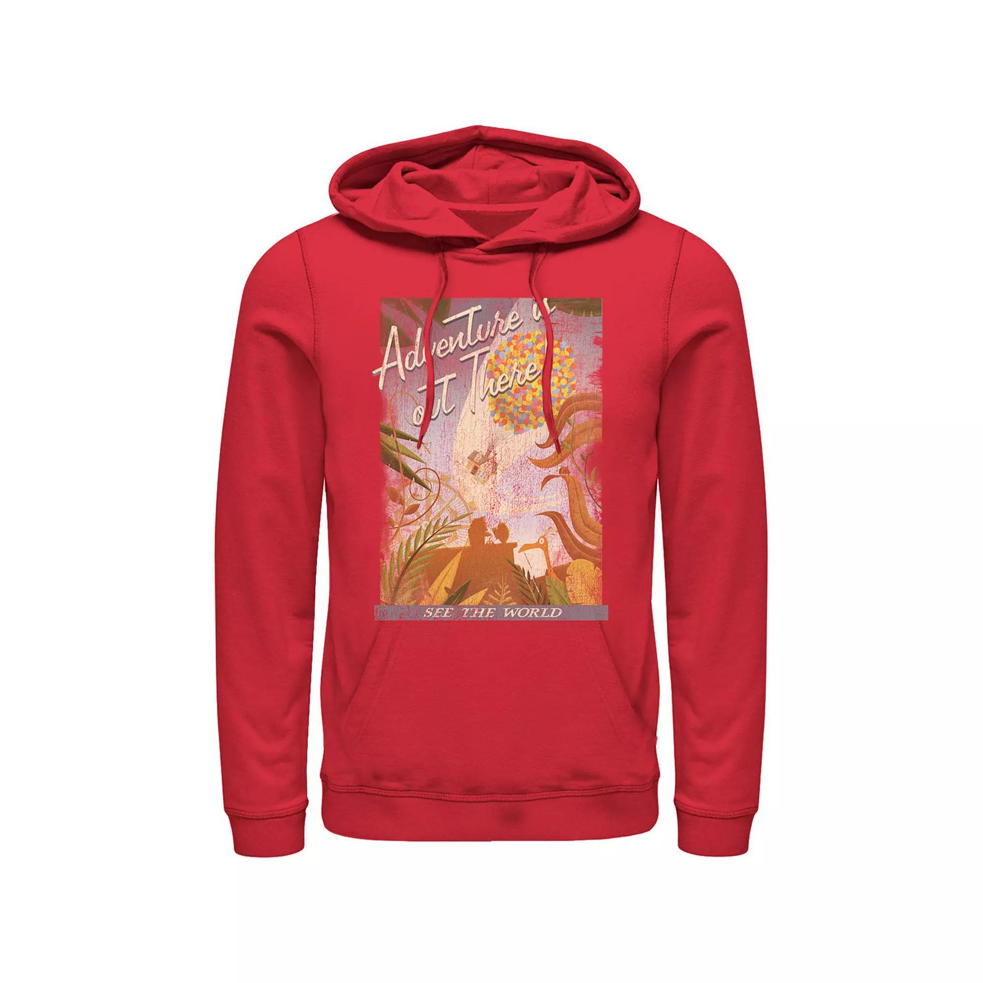 Disney / Pixar's Up Men's Poster Distressed Vintage Hoodie, Size: Large, Red Product Image