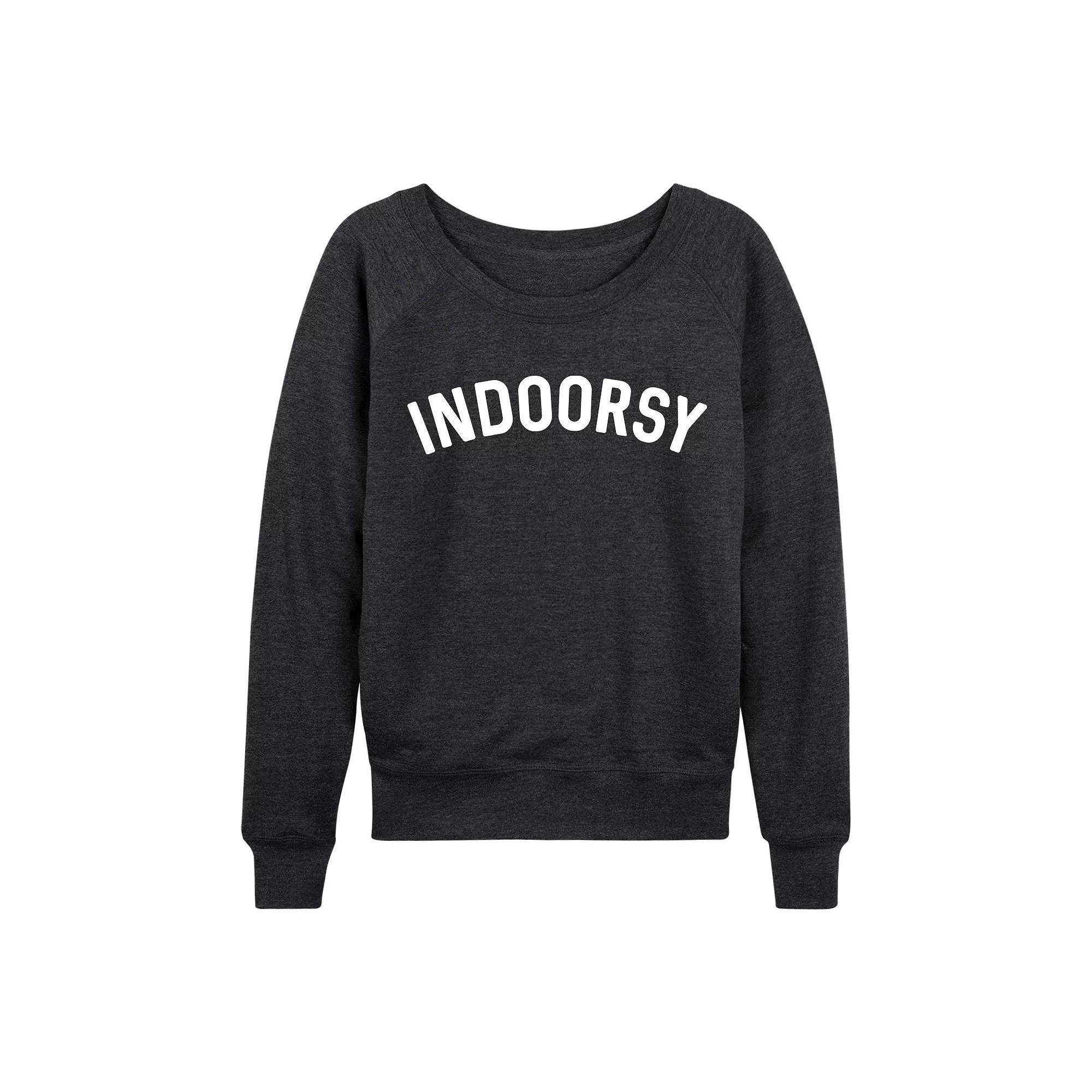 Womens Indoorsy French Terry Long Sleeve Tee, Girls Heather Grey Product Image