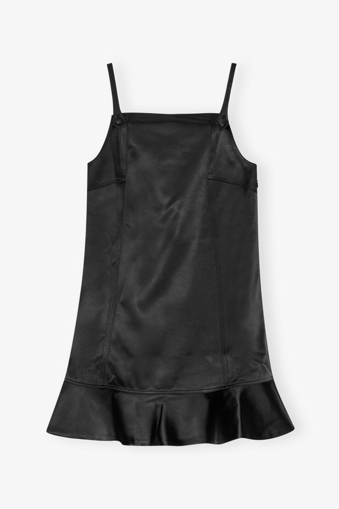 Black Duchesse Satin Mini Dress Product Image