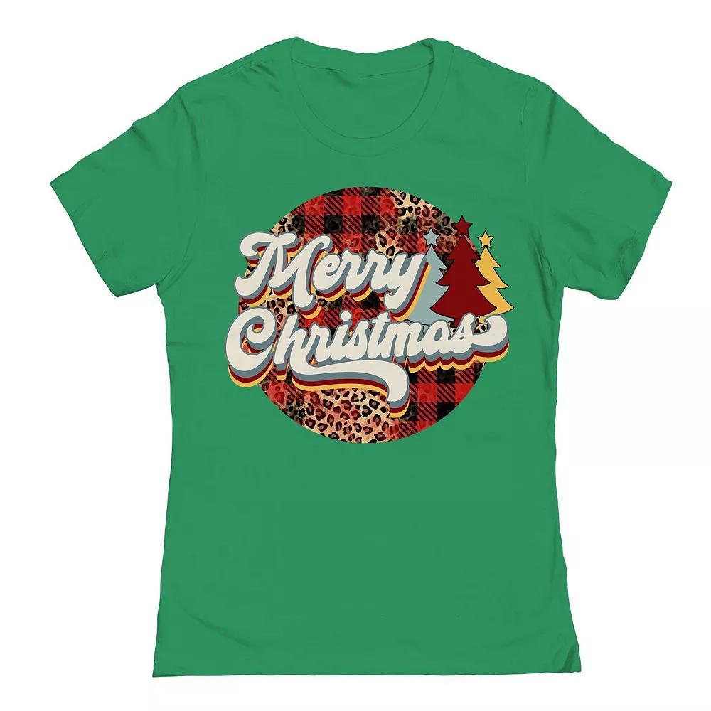 Junior's Merry Christmas Red Plaid Christmas Graphic Tee, Women's, Size: Small, Kelly Product Image