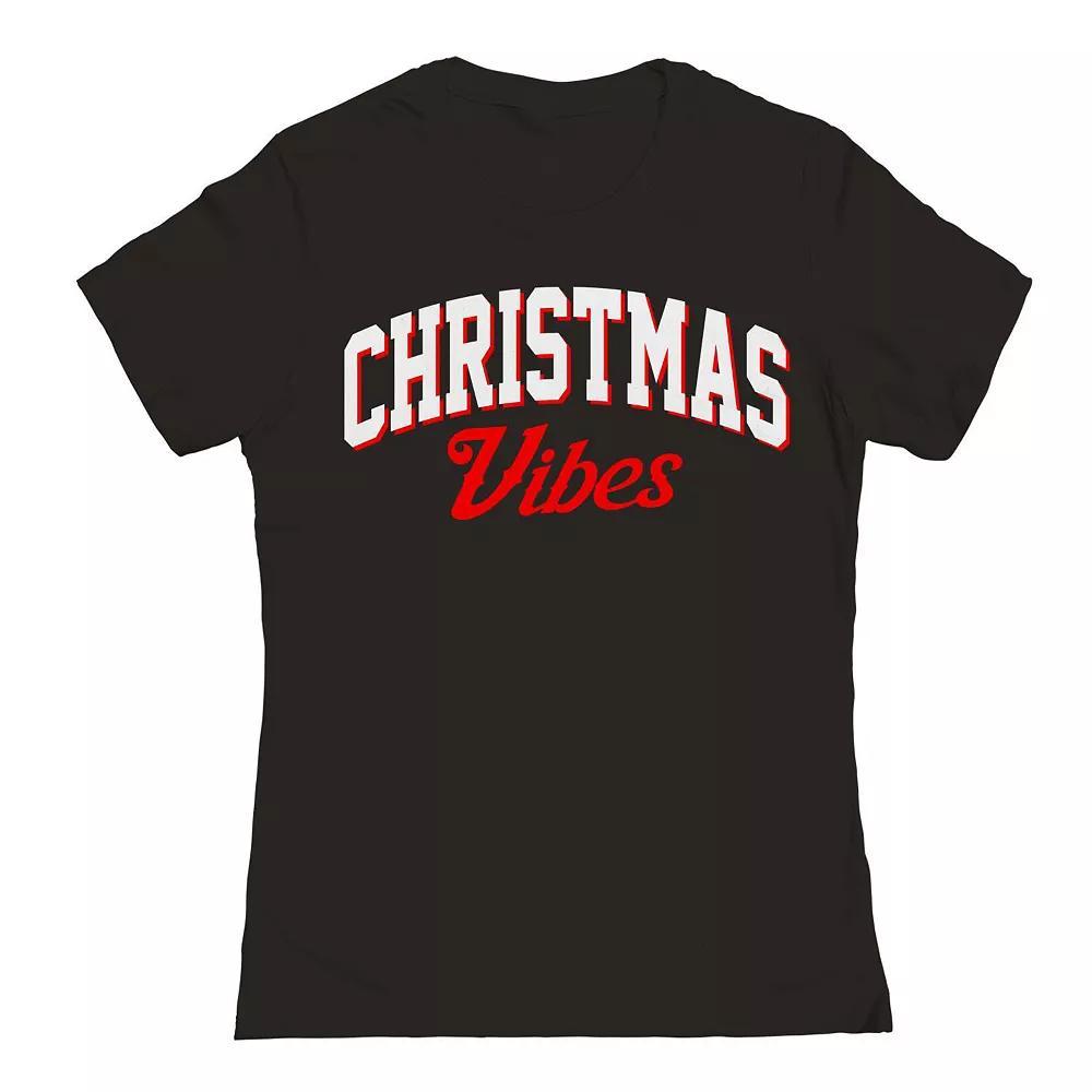 Junior's Christmas White Vibes Graphic Tee, Women's, Size: Medium, Black Product Image