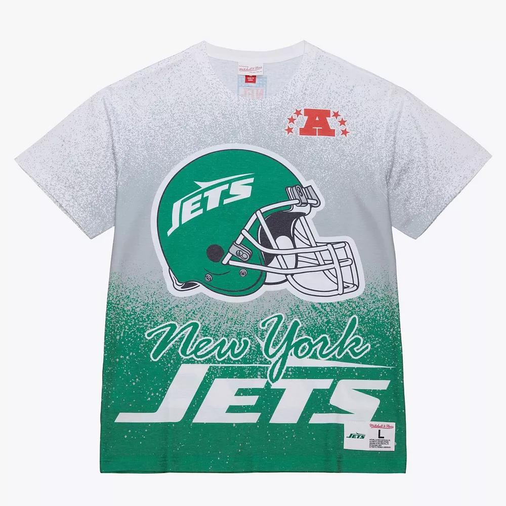 Men's Mitchell & Ness  White New York Jets Team Burst Vintage Logo T-Shirt, Size: 3XL Product Image