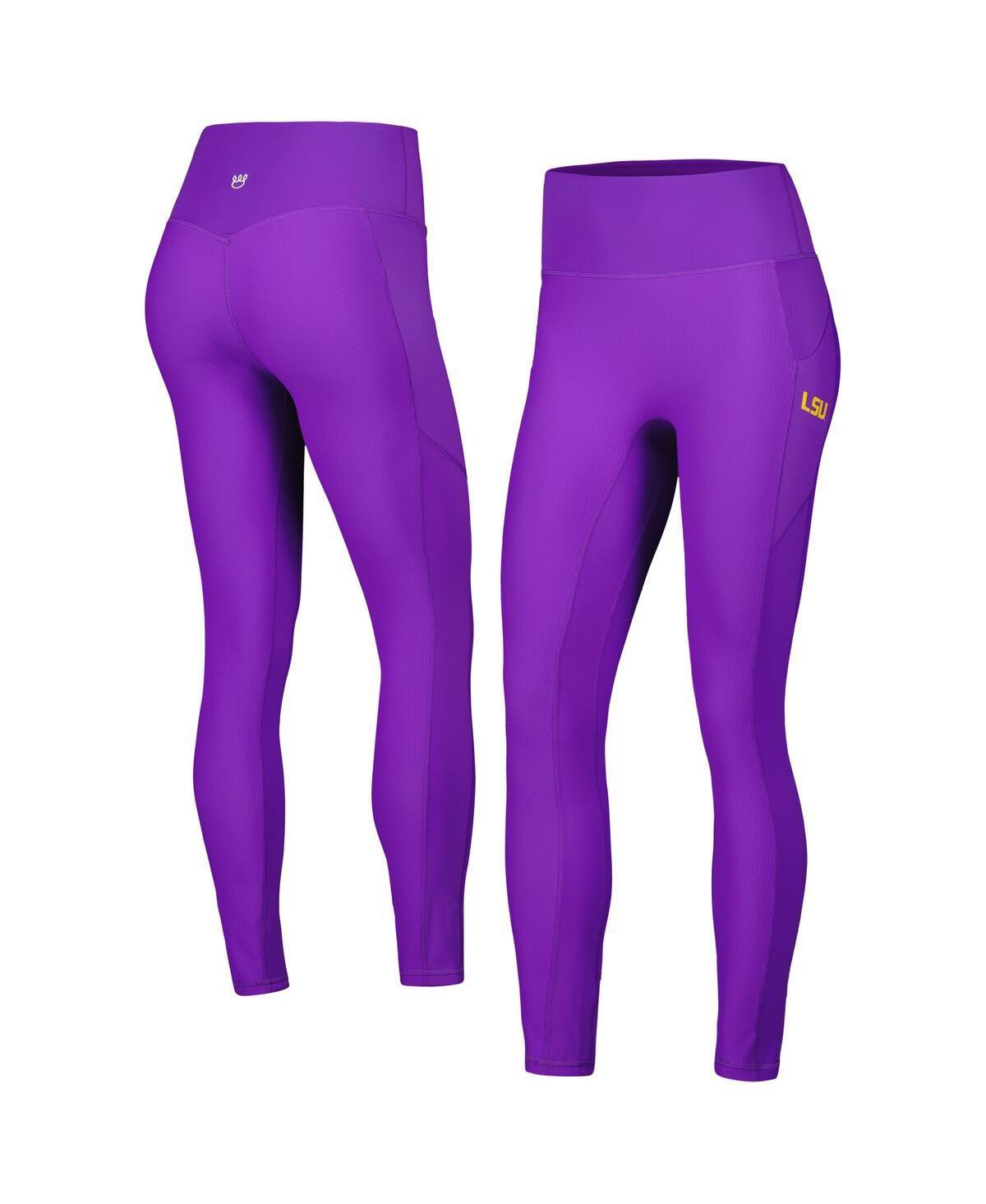 Women's KadyLuxe  Purple LSU Tigers 7/8 Mixed Media Pocket iLeggings, Size: XL Product Image