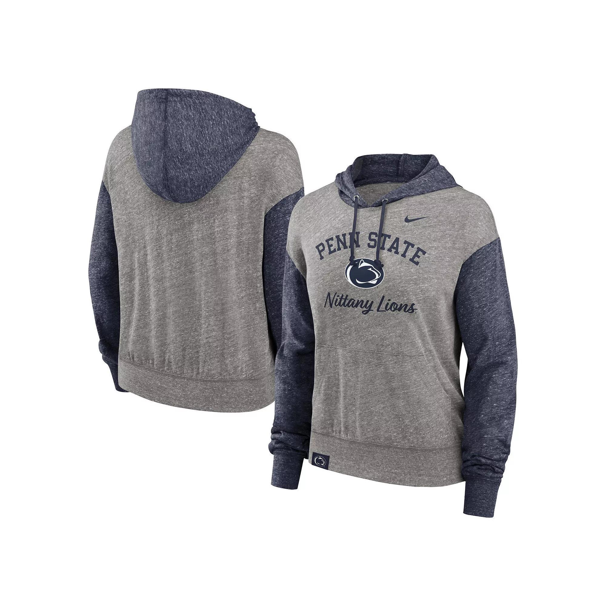 Women's Nike Heather Gray/Purple LSU Tigers Blitz Color Block Legacy Pullover Hoodie, Size: XL, Grey Product Image