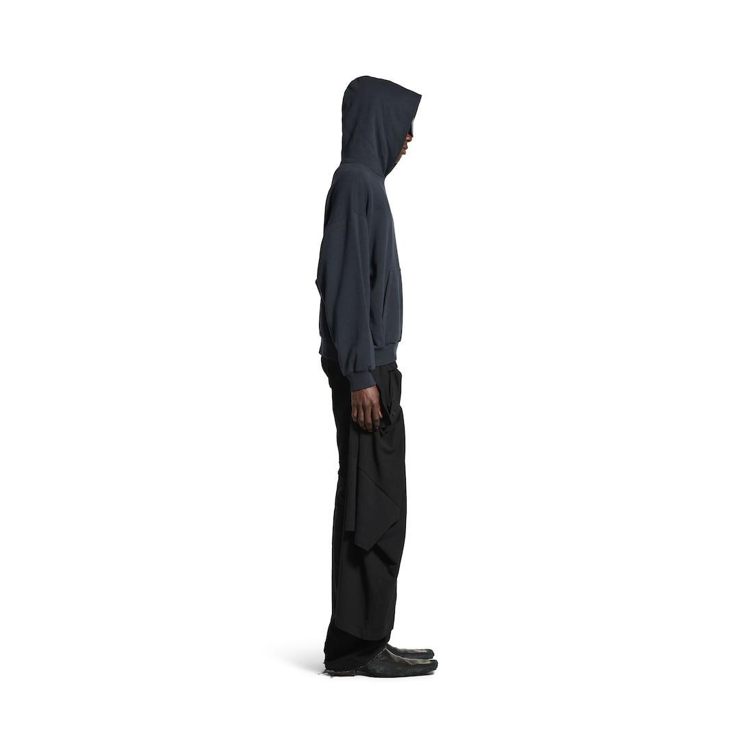 Men's Taped Balenciaga Back Hoodie Medium Fit in Faded Black Product Image