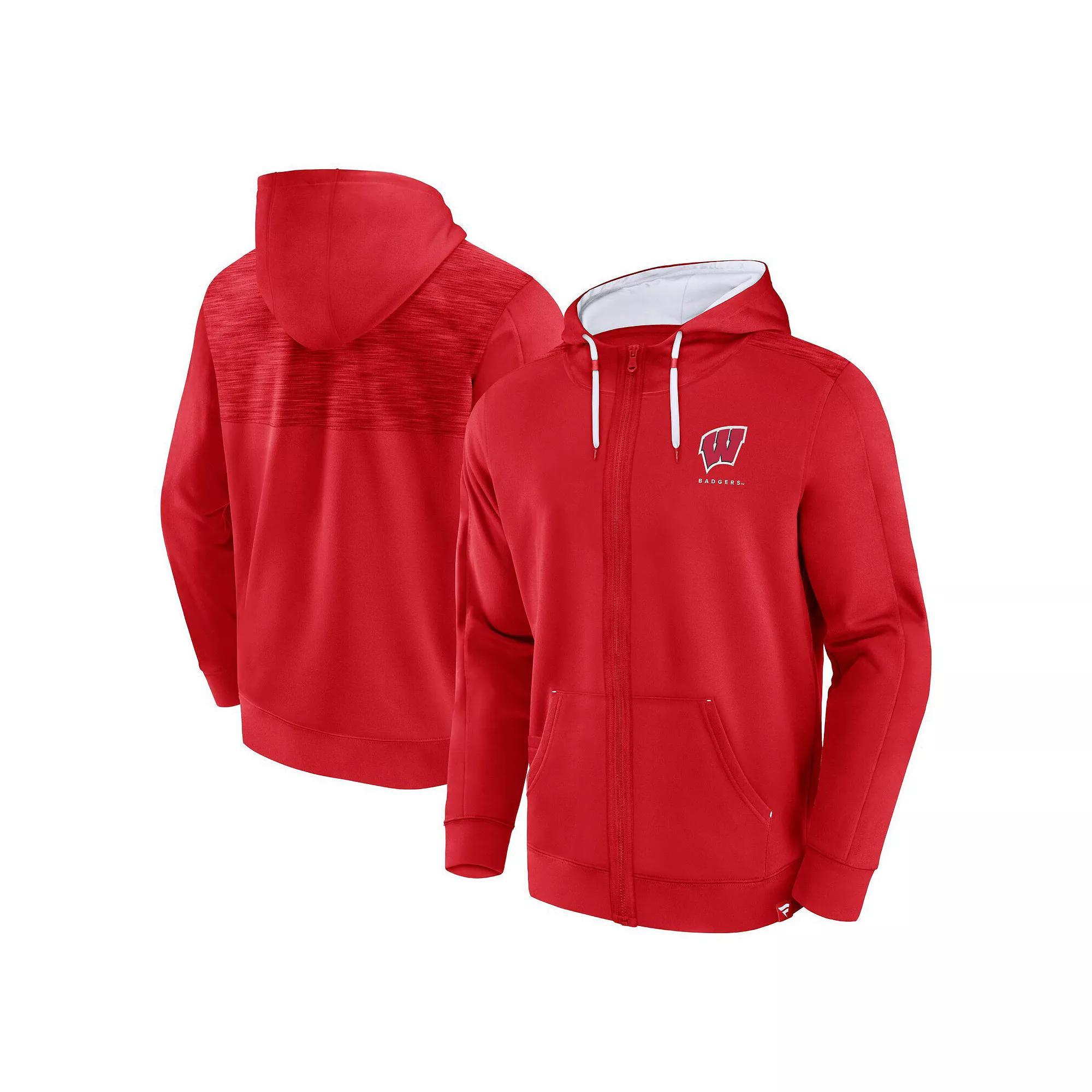 Men's Fanatics Branded Red Wisconsin Badgers Power Index Full-Zip Hoodie, Size: 2XL Product Image