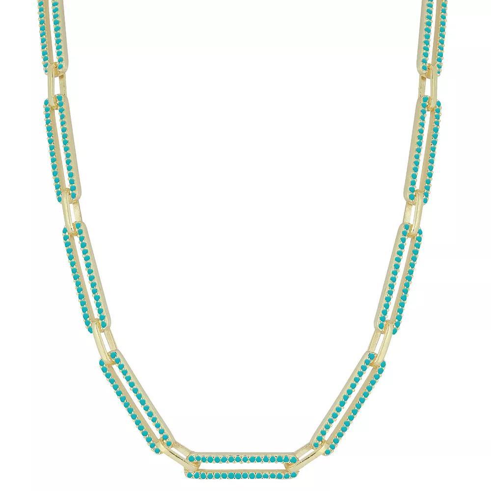 Sunkissed Sterling 14k Gold Over Silver Simulated Turquoise Necklace, Women's, Size: 16", Gold Tone Turquoise Product Image