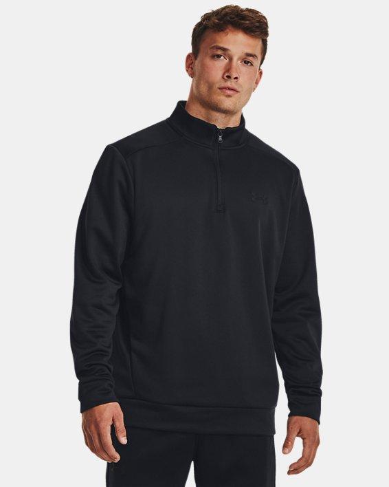 Mens Under Armour 1/4-Zip Fleece Pullover Black Navy Product Image