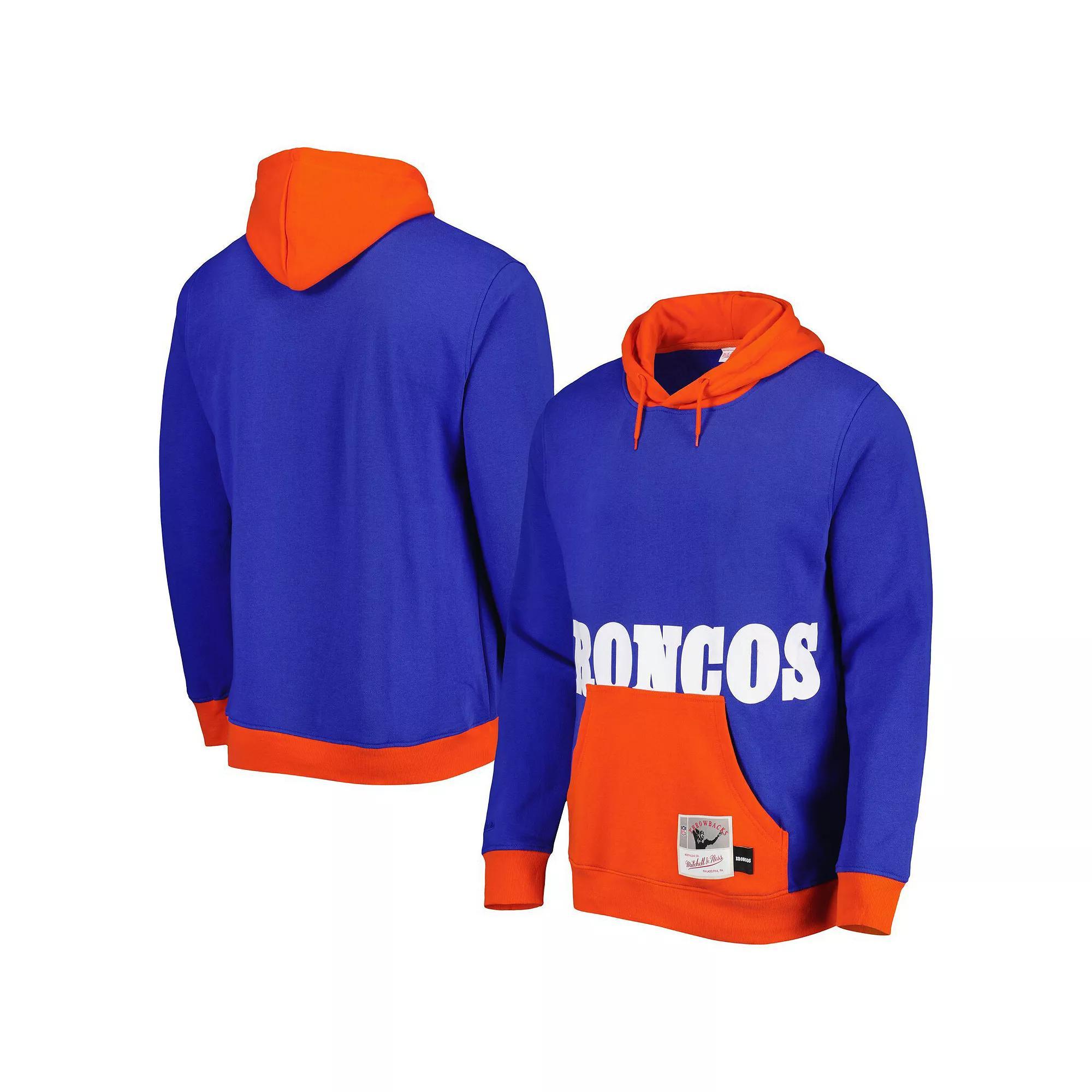 Men's Mitchell & Ness Royal Denver Broncos Big Face 5.0 Pullover Hoodie, Size: Medium, Blue Product Image