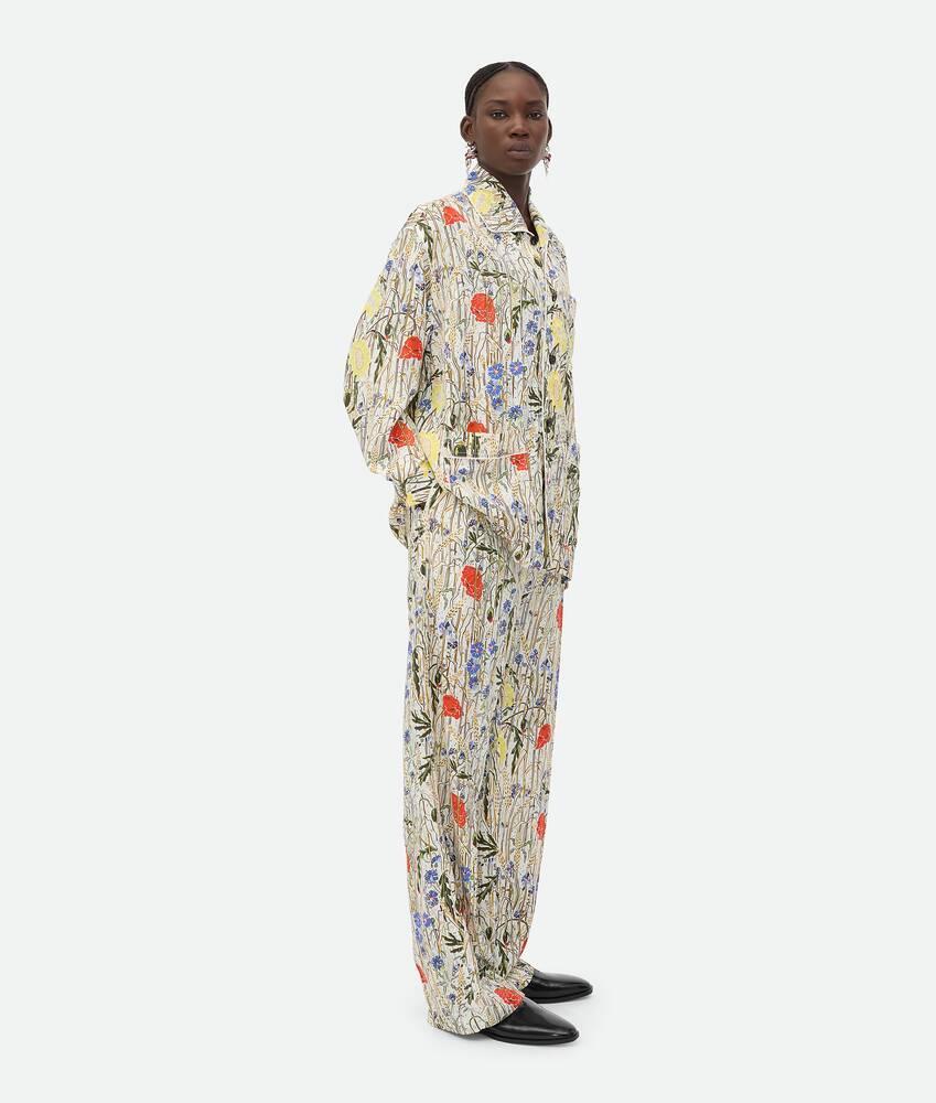 Women's Flower Viscose And Silk Pyjama Set  in Chalk/hibiscus/khaki Product Image