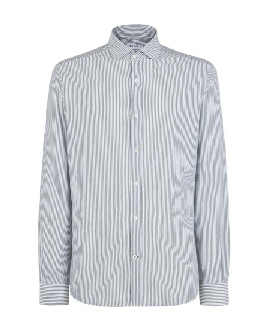 BRUNELLO CUCINELLI Striped Long-sleeve Shirt In Gray Product Image