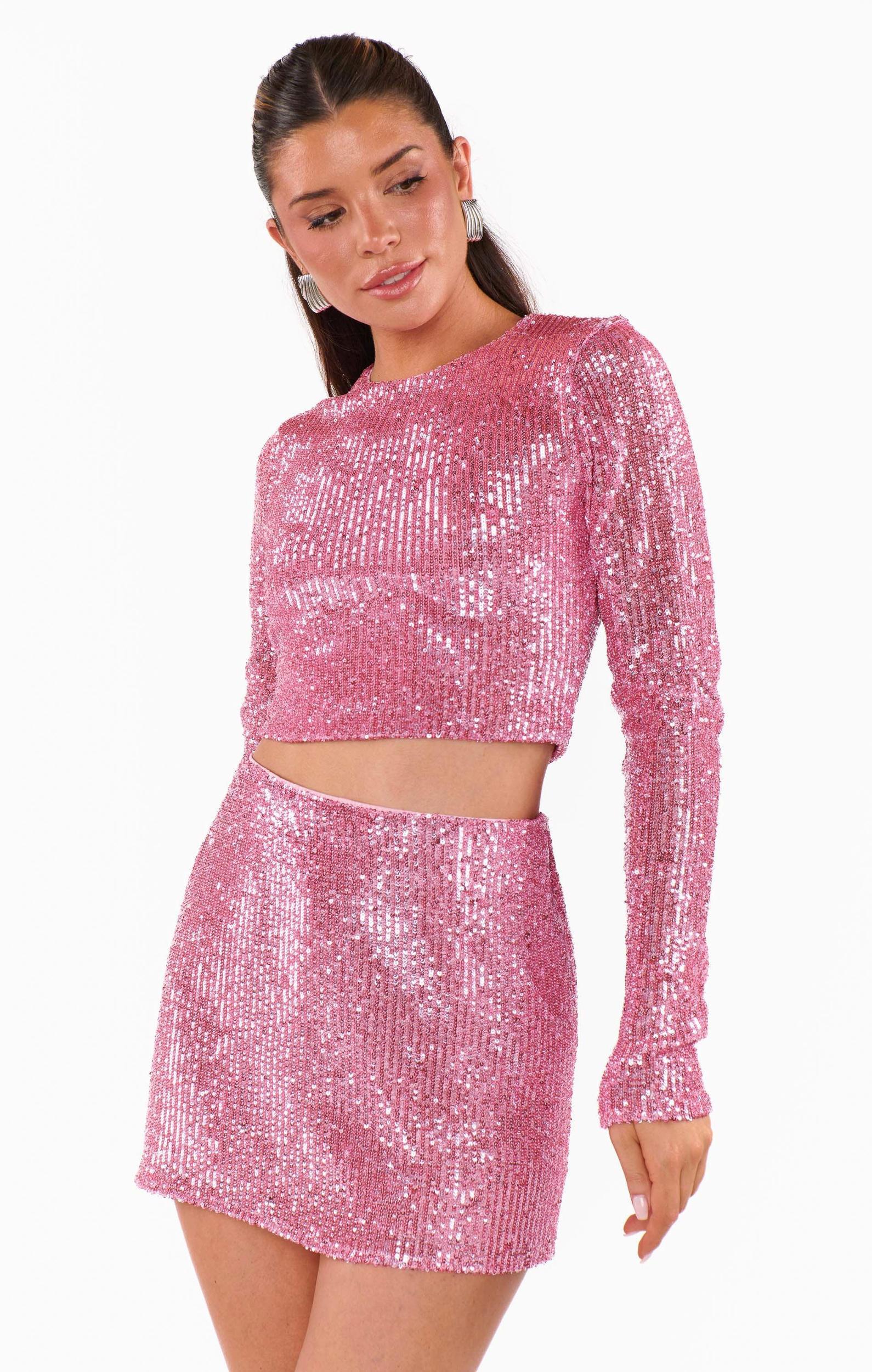 All Night Skort ~ Party Pink Sequins Product Image