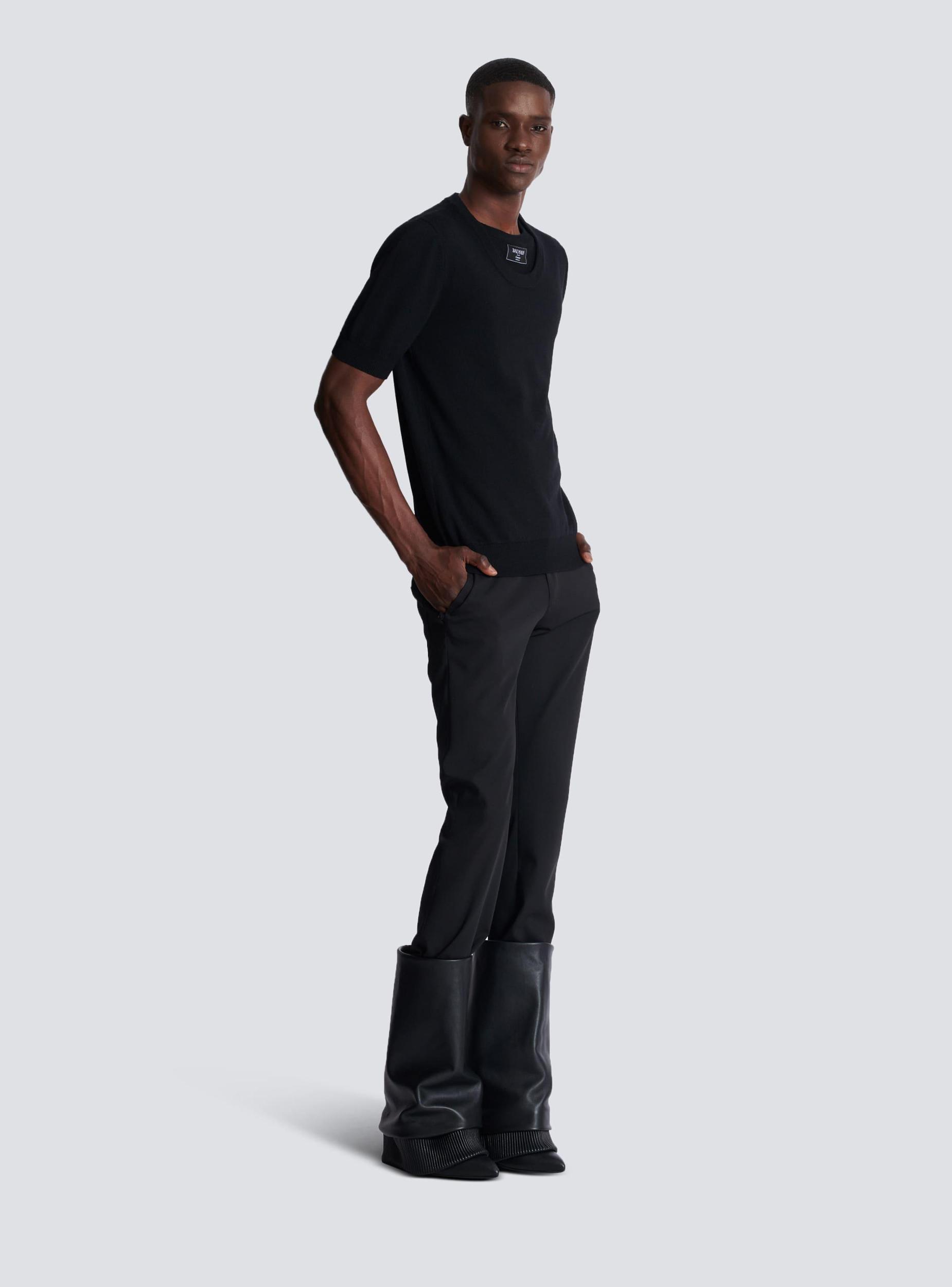 Knit T-shirt with two collars Product Image