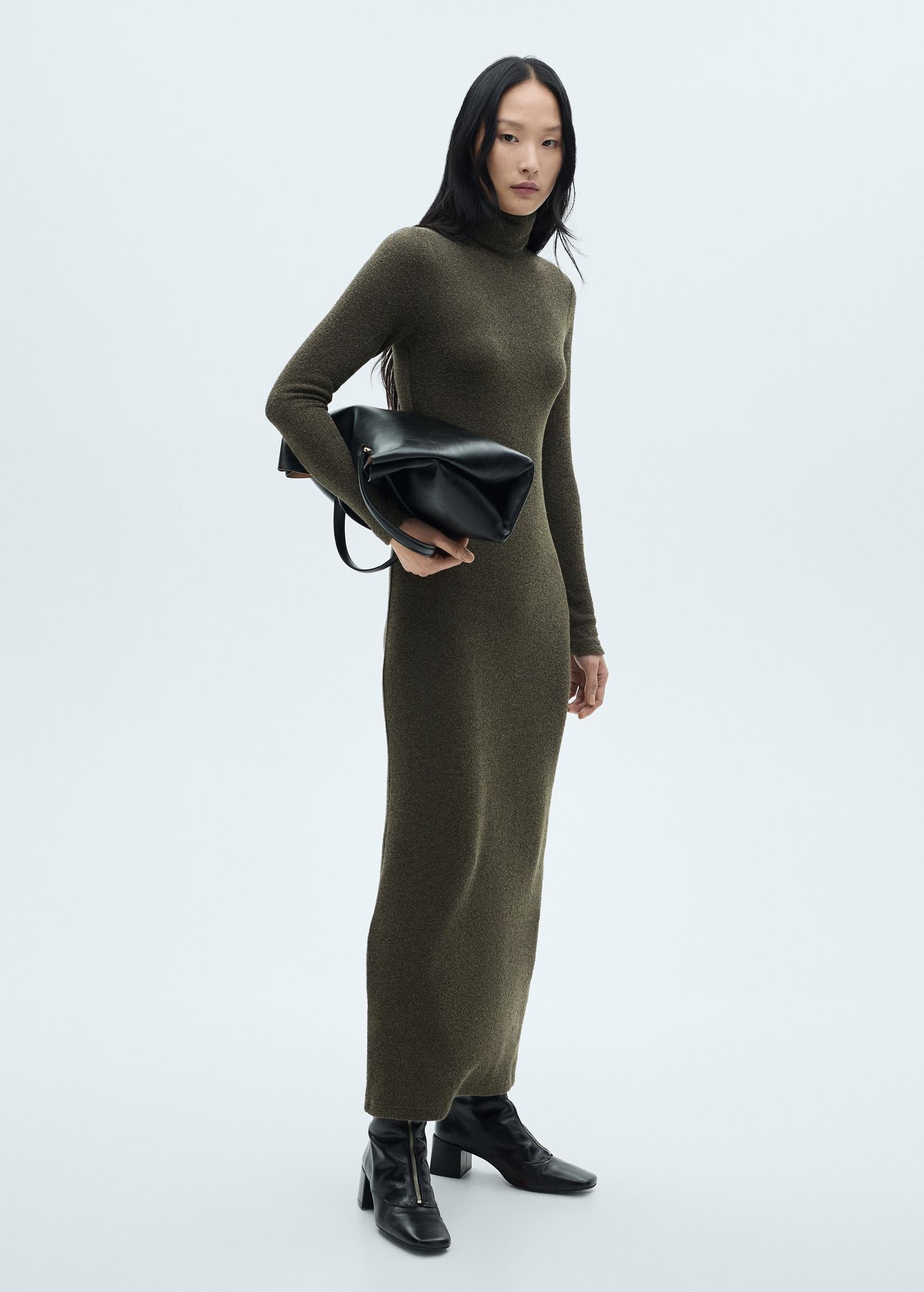 Knitted turtleneck dress - Women | MANGO USA Product Image