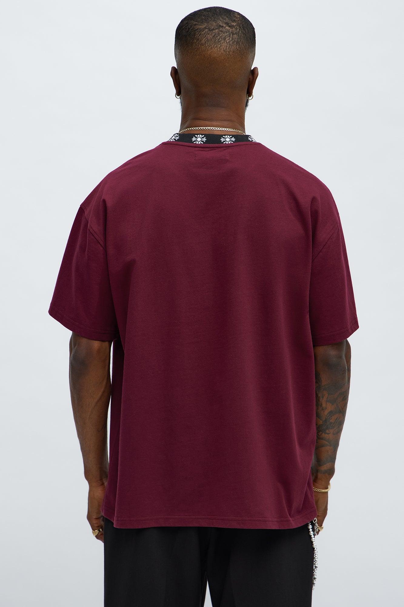 Short Sleeve Cross Collar Graphic - DarkRed Product Image