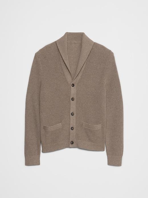 Textured Striped Shawl-Collar Cardigan Product Image