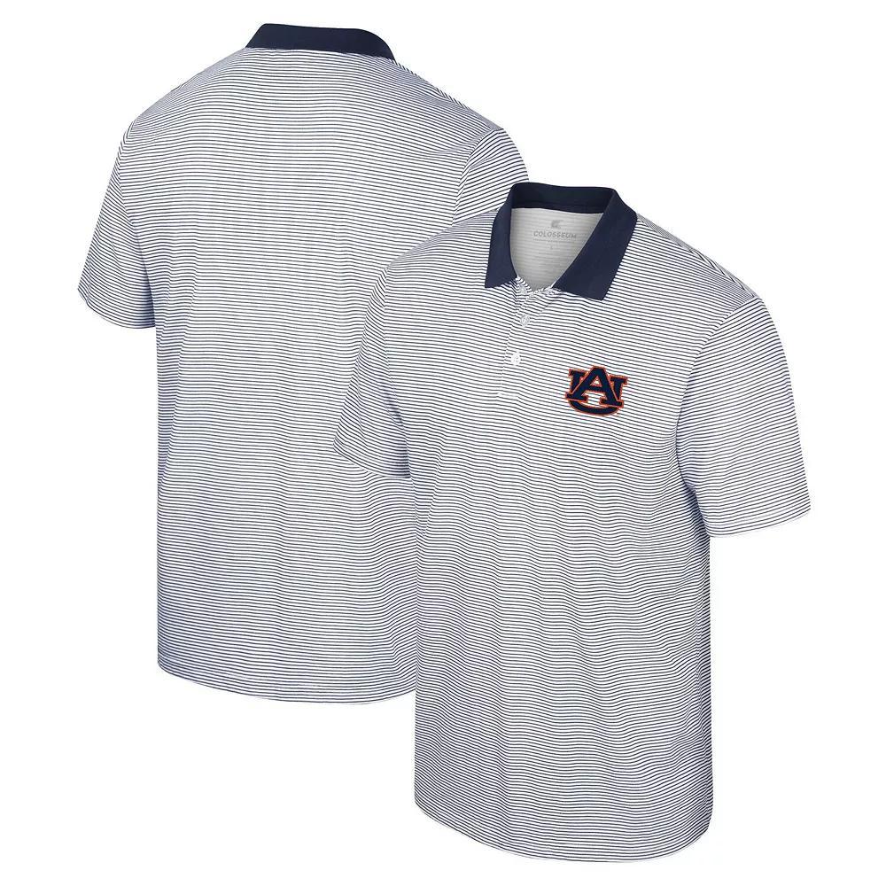 Men's Colosseum White/Navy Illinois Fighting Illini Print Stripe Polo, Size: XL Product Image