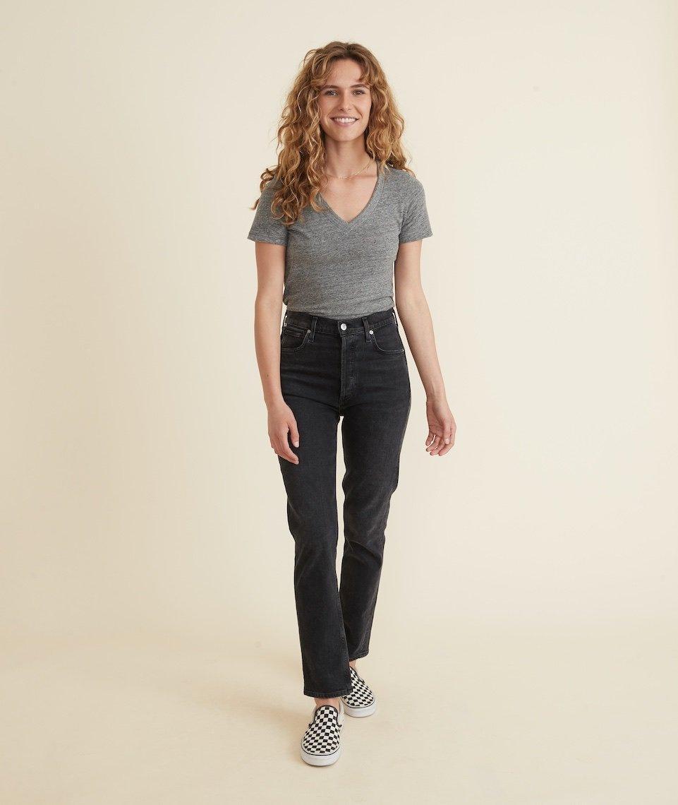 Classic V-Neck Tee in Mid Heather Grey Product Image