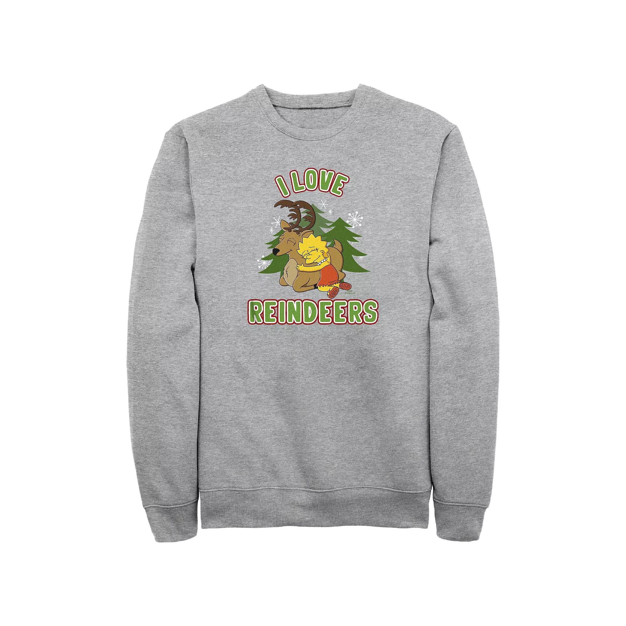 Big & Tall The Simpsons Lisa I Love Reindeers Graphic Fleece, Men's, Size: 3XL Tall, Athletic Grey Product Image