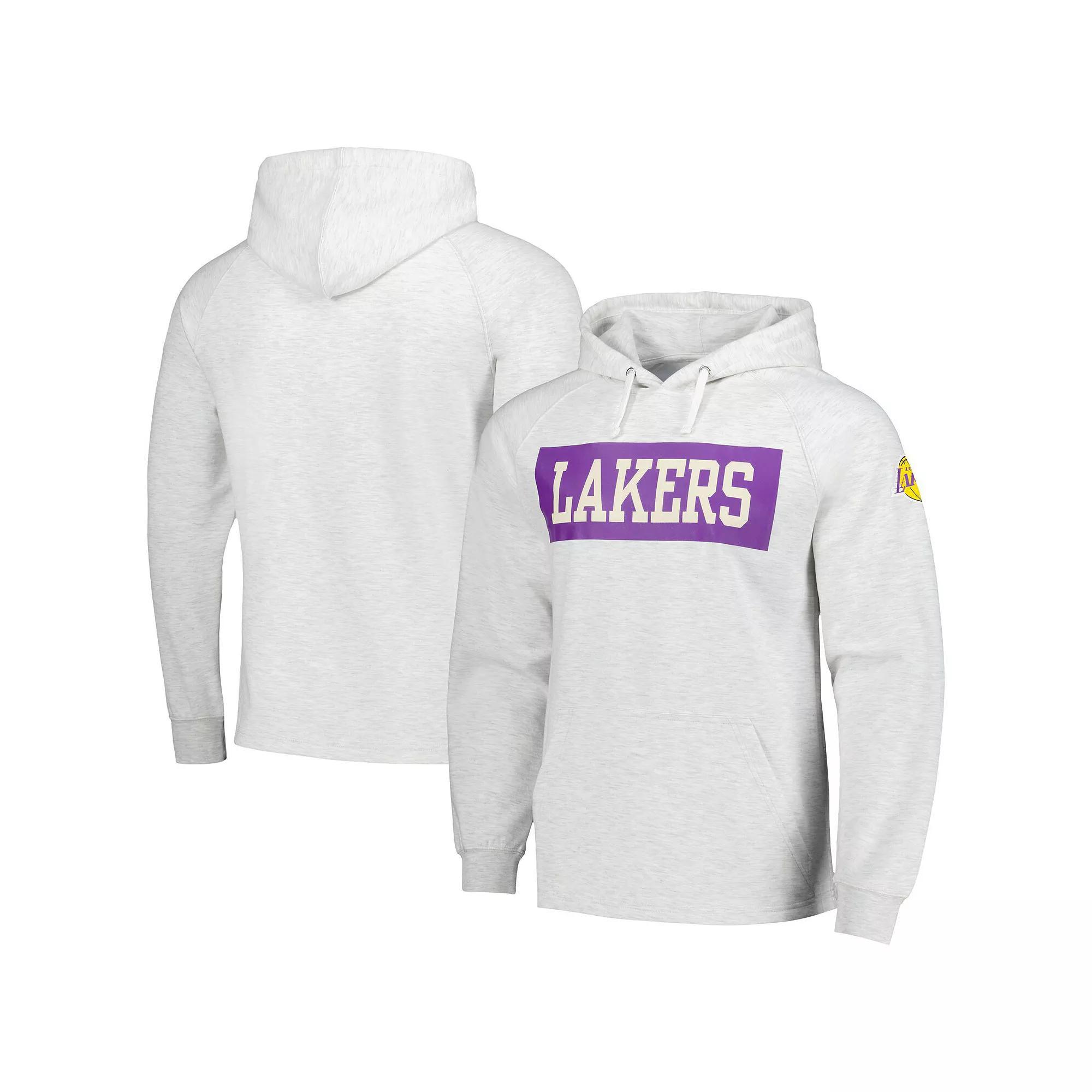 Men's Fanatics Ash Los Angeles Lakers Softhand Raglan Tri-Blend Pullover Hoodie, Size: Small, Black Product Image