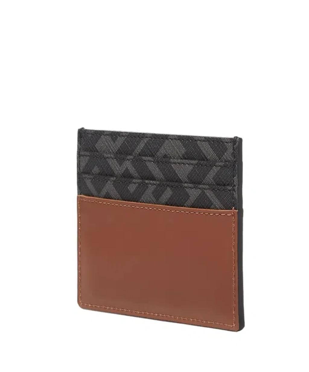 FENDI Leather And Ff Canvas Squared Card Holder In Brown Product Image