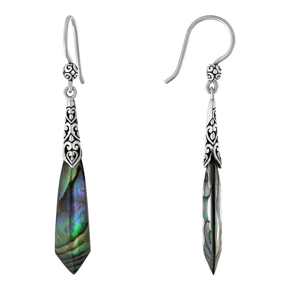 Main and Sterling Oxidized Sterling Silver Abalone Swirl Drop Earrings, Women's, Silver Tone Product Image