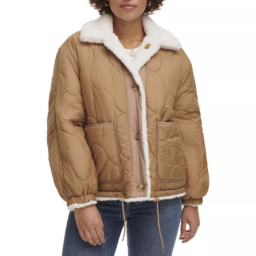 Womens Levis Reversible Trapeze Sherpa Jacket Green Product Image