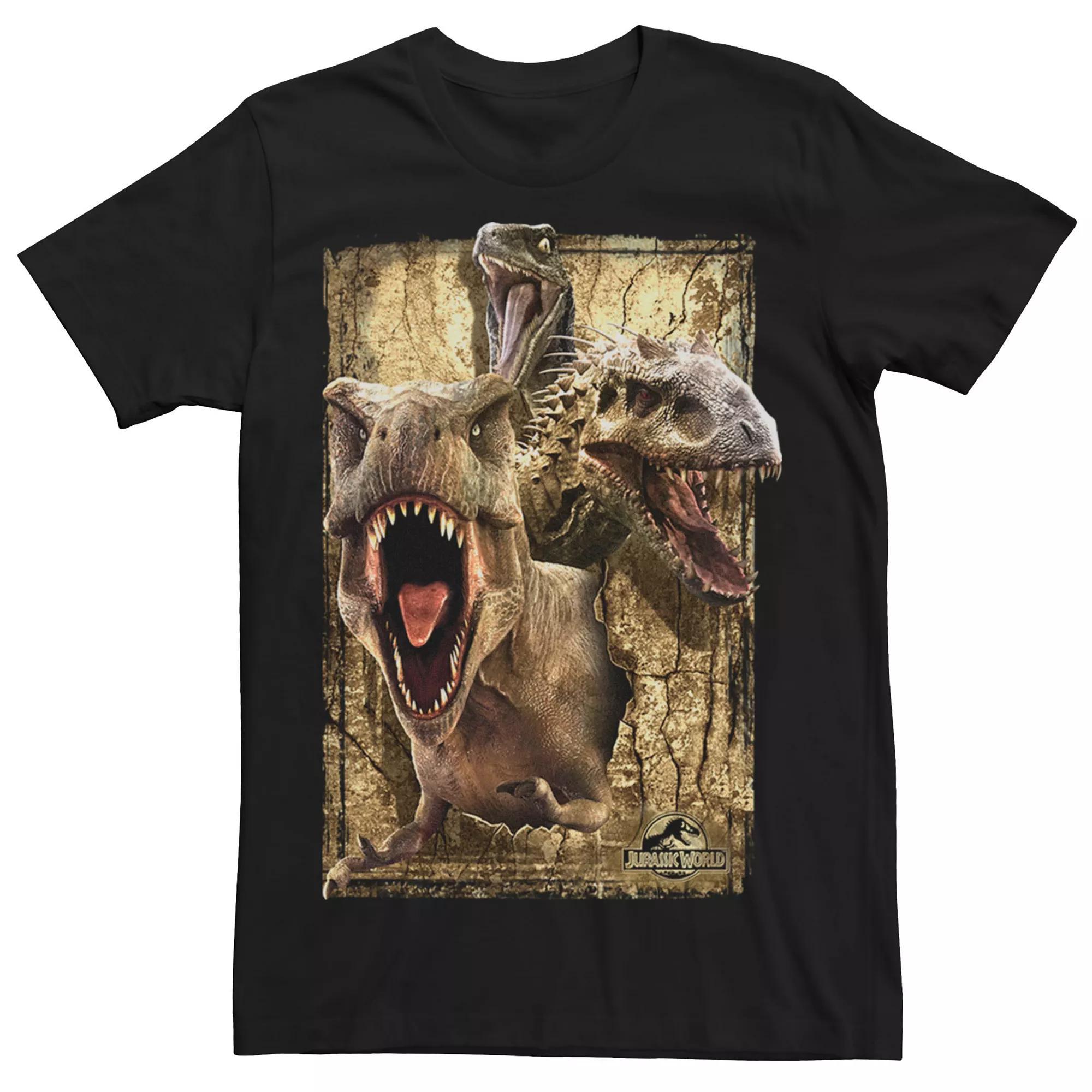Men's Jurassic World Killer Dinosaur Collage Tee, Size: 3XL, Grey Heather Product Image