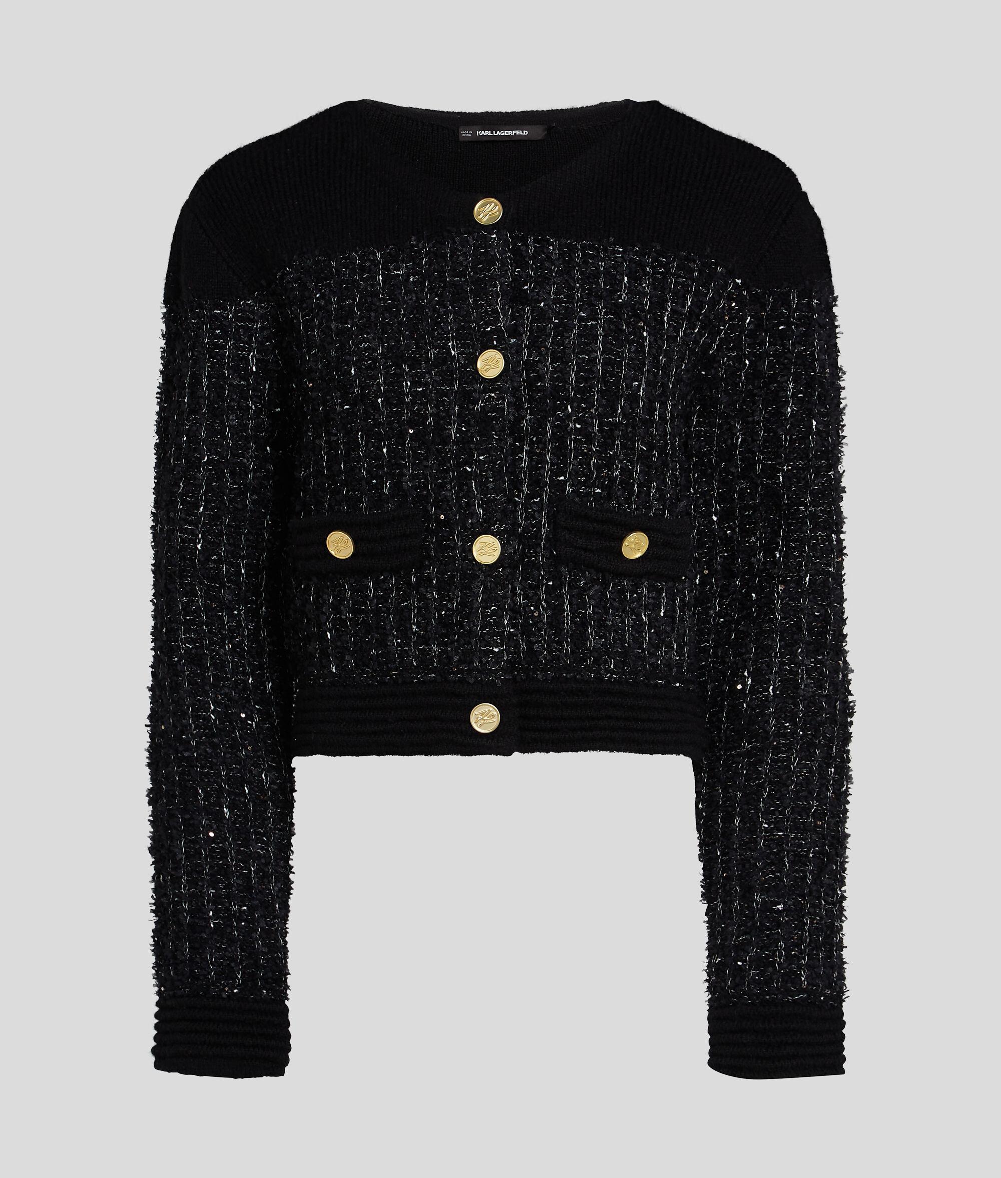 KARL ESSENTIAL BOUCLÉ KNIT CARDIGAN Product Image
