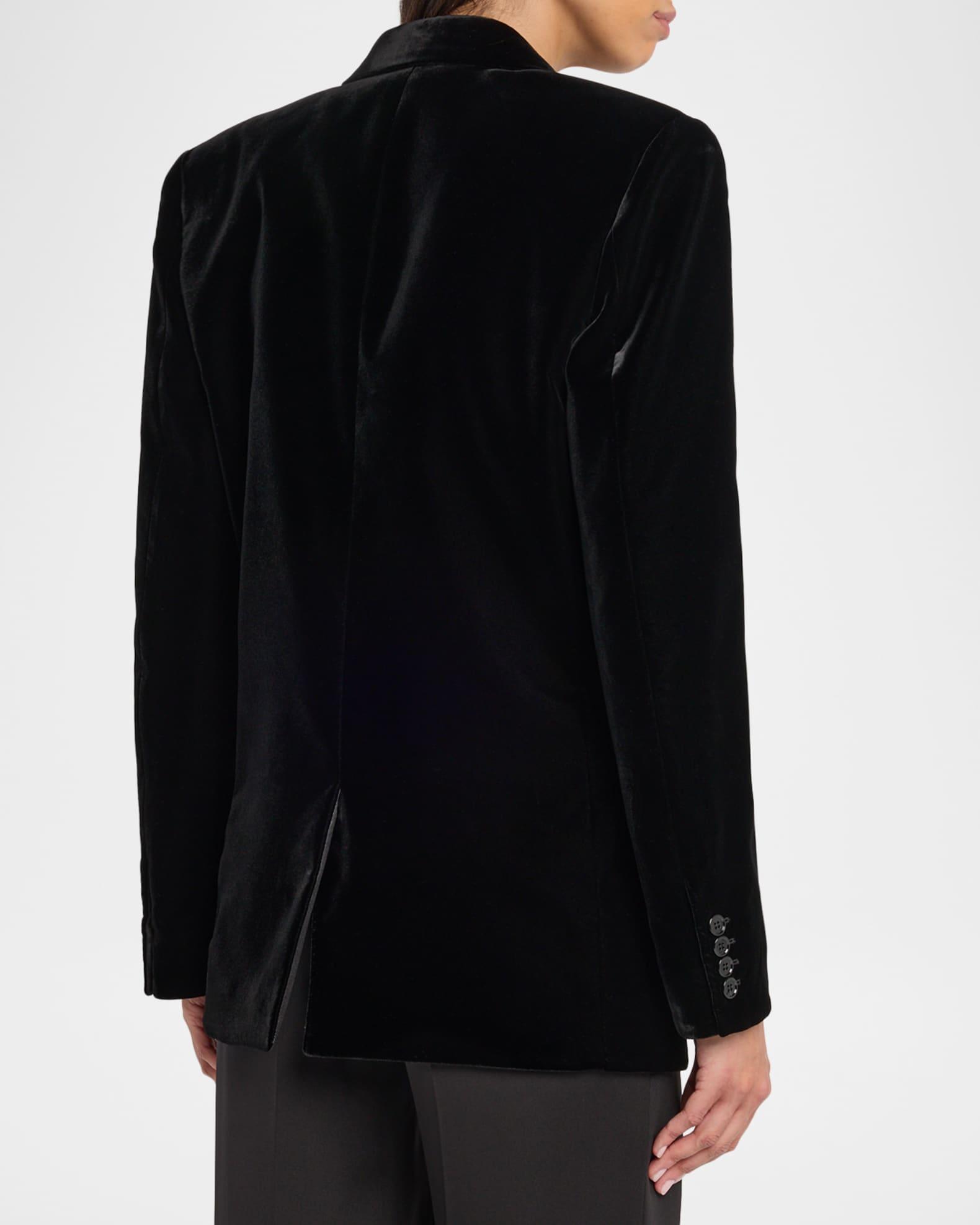 Velvet Double-Breasted Blazer Product Image