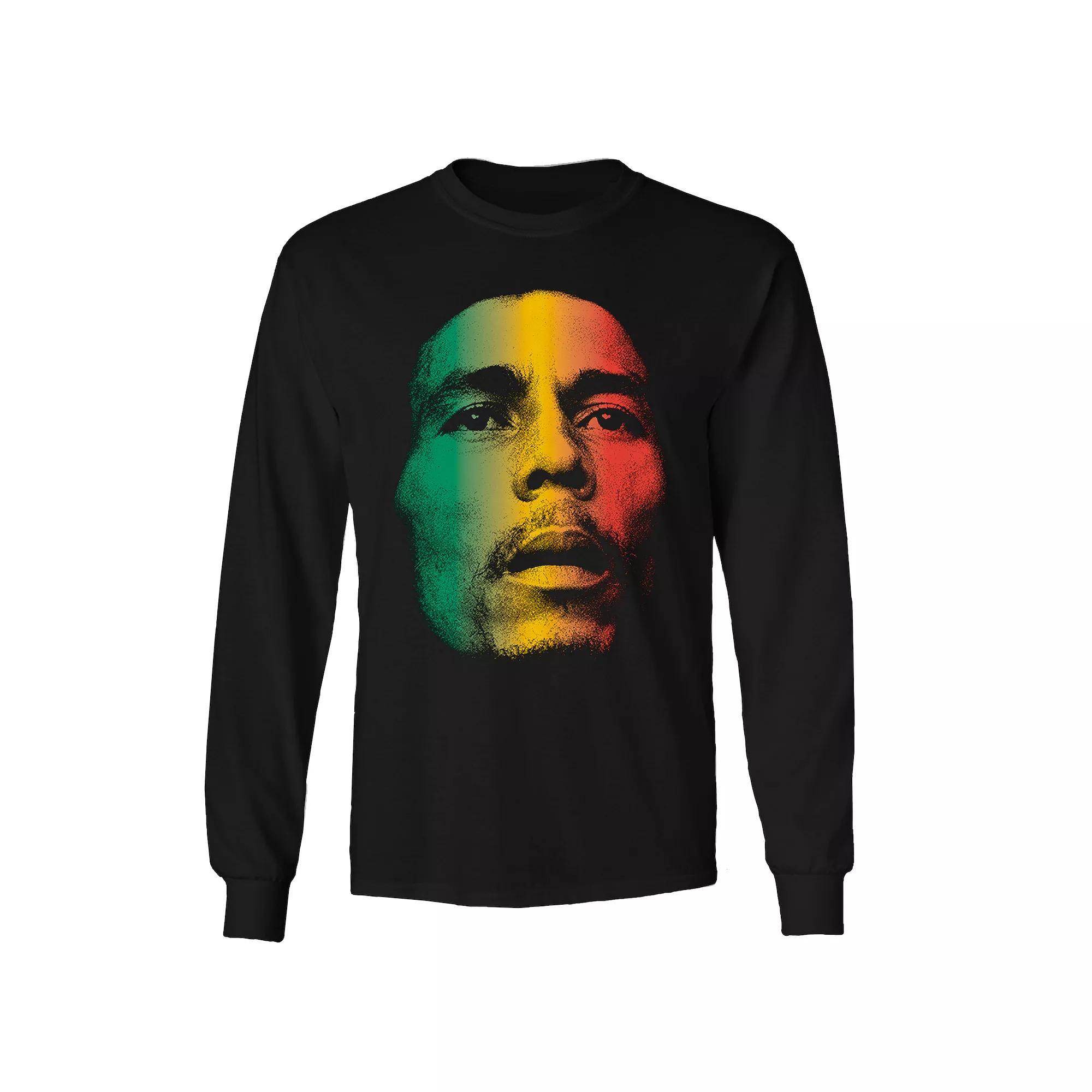 Men's Bob Marley Face Long Sleeve Tee, Size: Small, Black Product Image