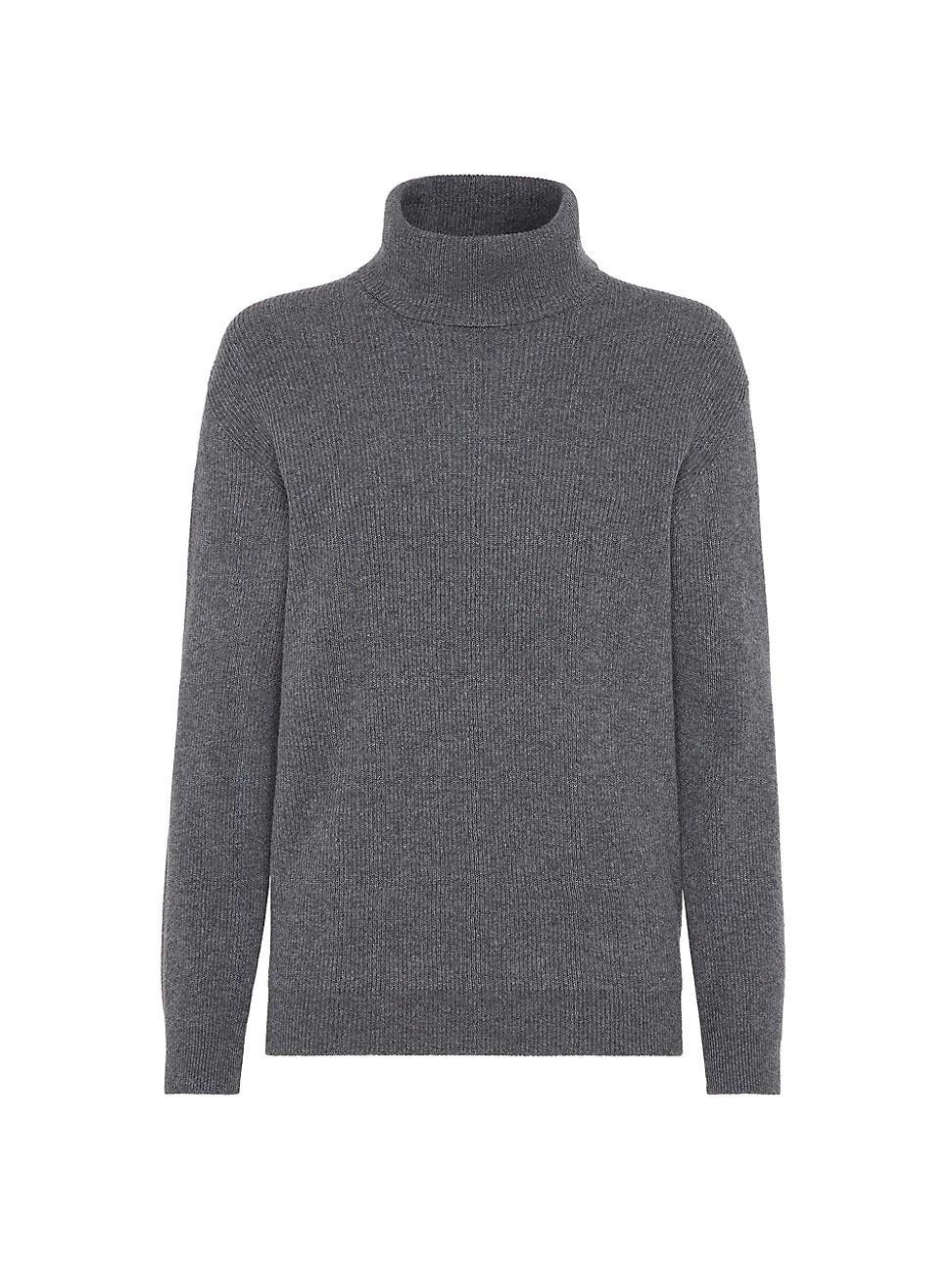 Womens Cashmere English Rib Turtleneck Sweater Product Image
