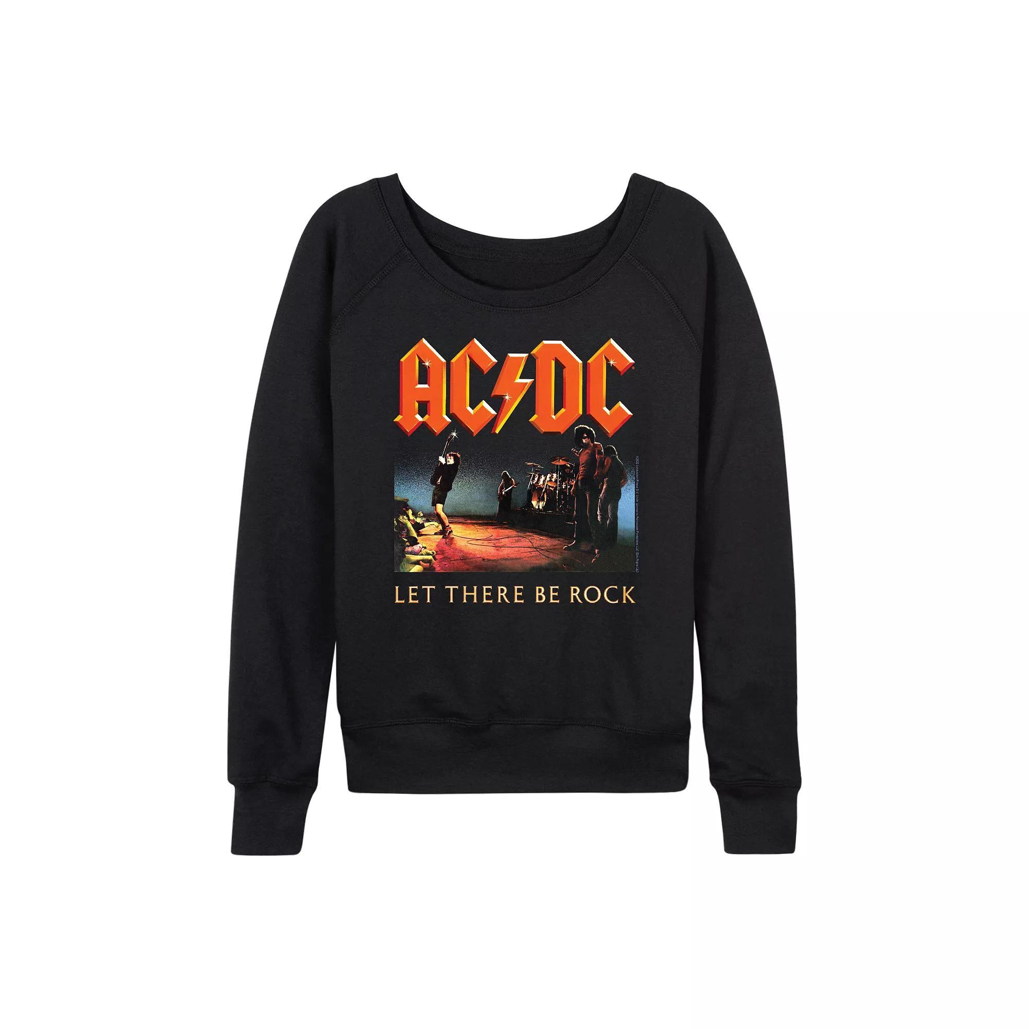 Women's ACDC Let There Be Rock French Terry Long Sleeve Tee, Size: XXL, Black Product Image