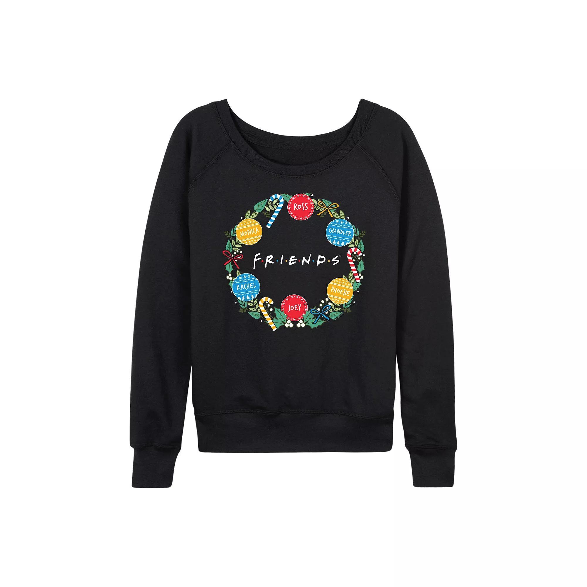 Womens Friends Christmas Wreath French Terry Long Sleeve Tee Product Image