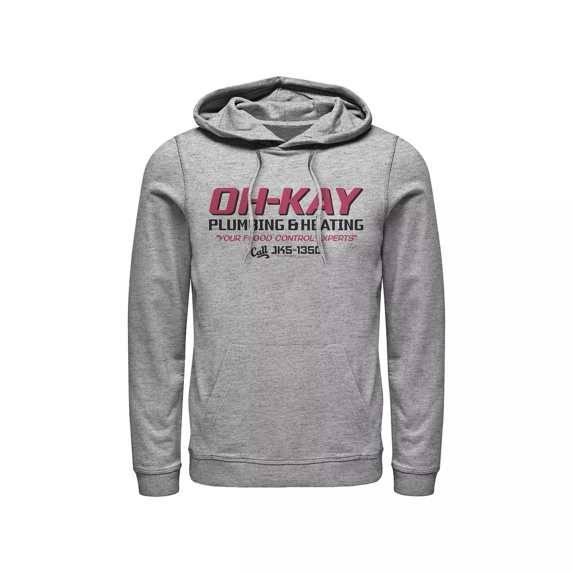 Big & Tall Home Alone Oh-Kay Plumbing & Heating Logo Graphic Hoodie, Men's, Size: XXL, Athletic Grey Product Image