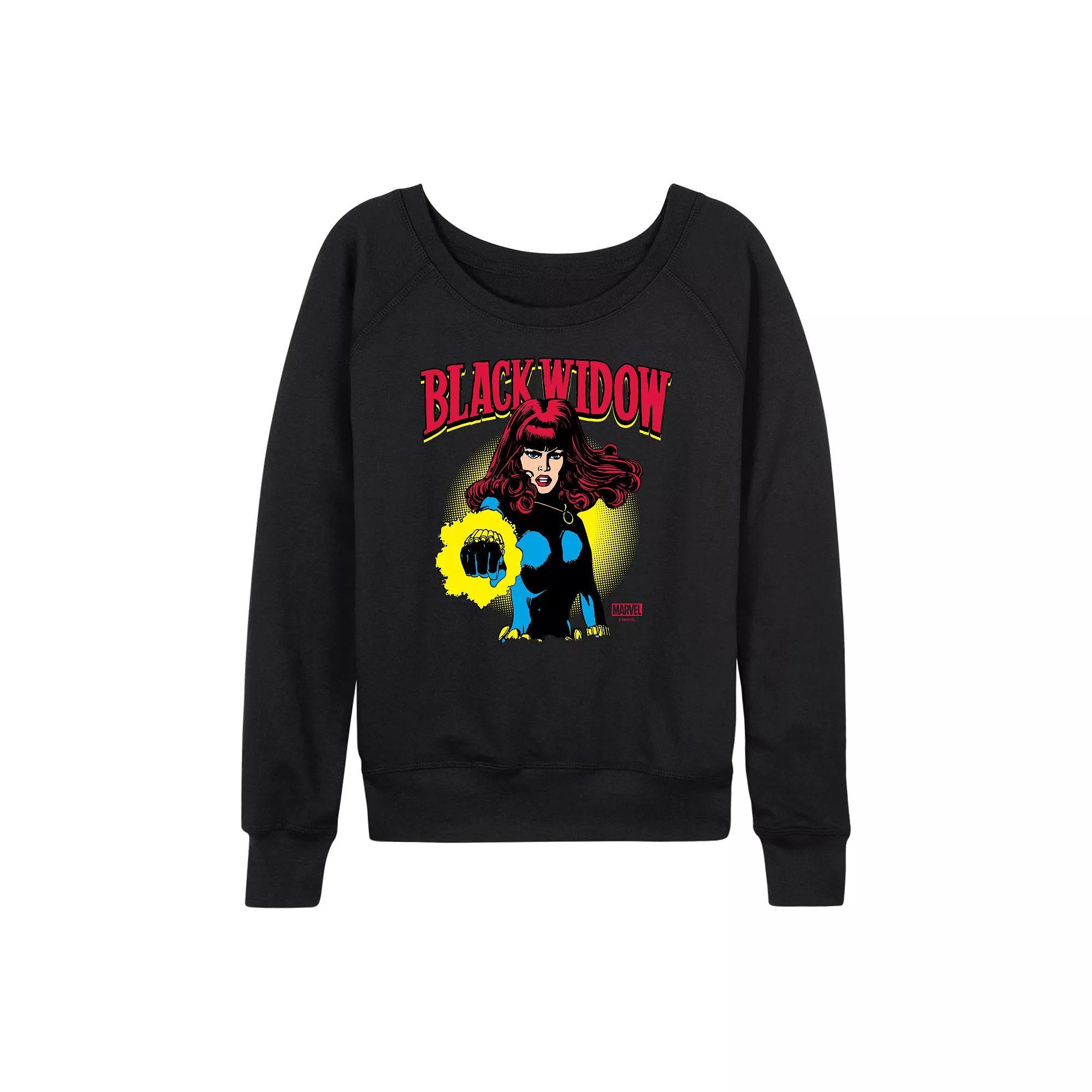 Womens Marvel Widow Comic Portrait French Terry Long Sleeve Tee Product Image