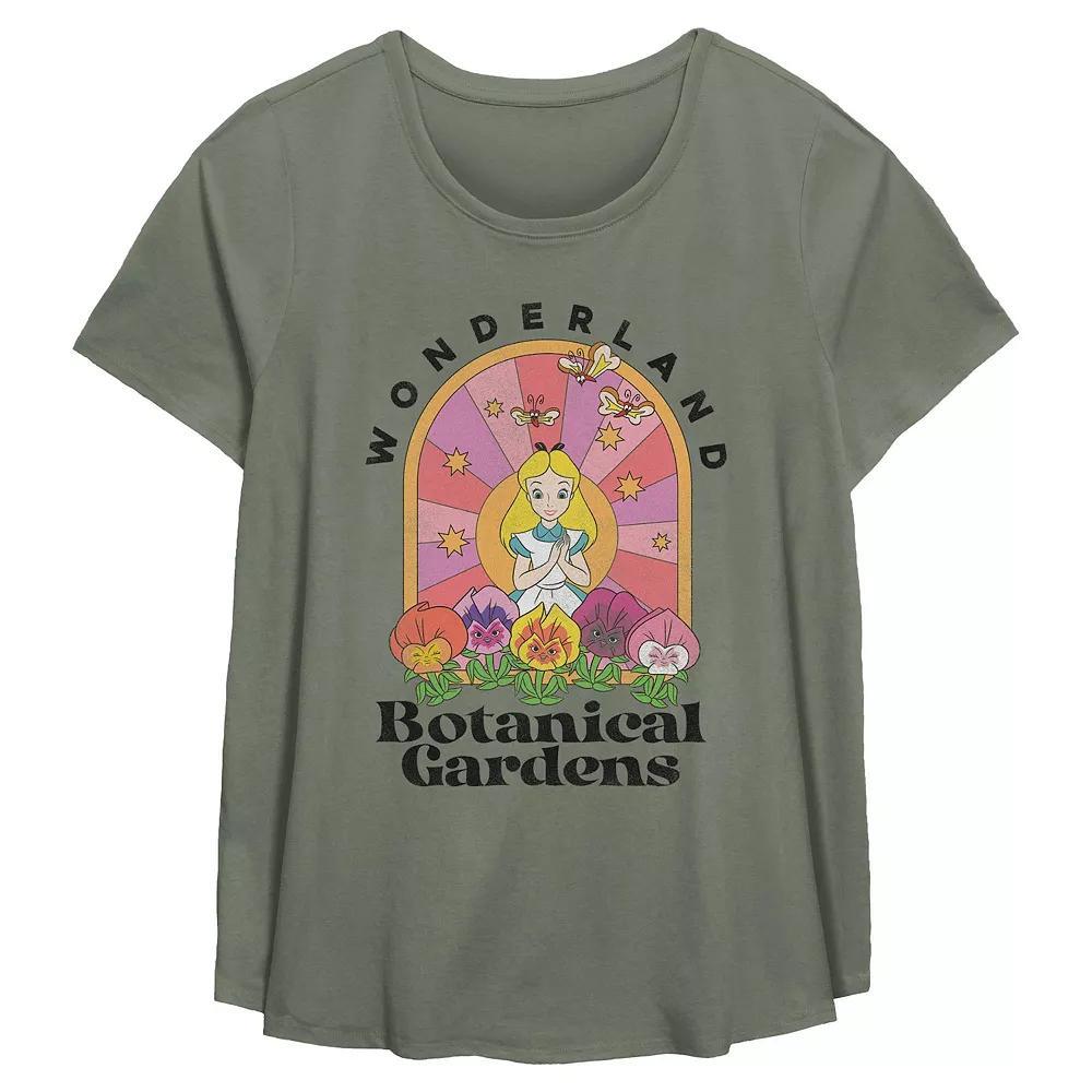 Disney's Alice In Wonderland Botanical Gardens Plus Size Flowy Graphic Tee, Women's, Size: 4XL, Green Product Image
