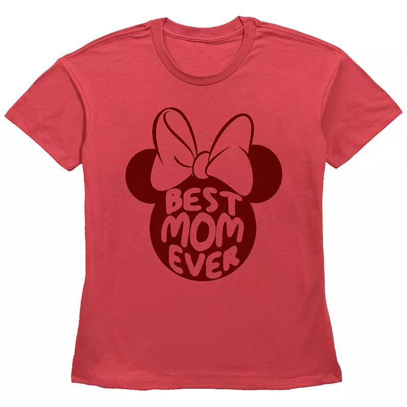 Disney's Minnie Mouse Juniors' Best Mom Ever Bow Silhouette Graphic Tee, Women's, Size: Medium, Red Product Image