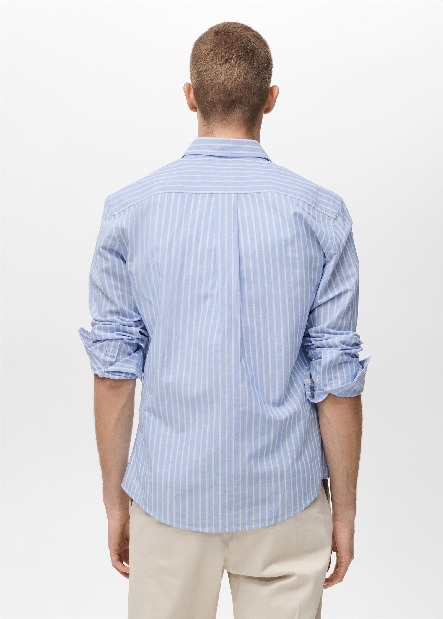 Striped cotton linen shirt - Men | MANGO USA Product Image