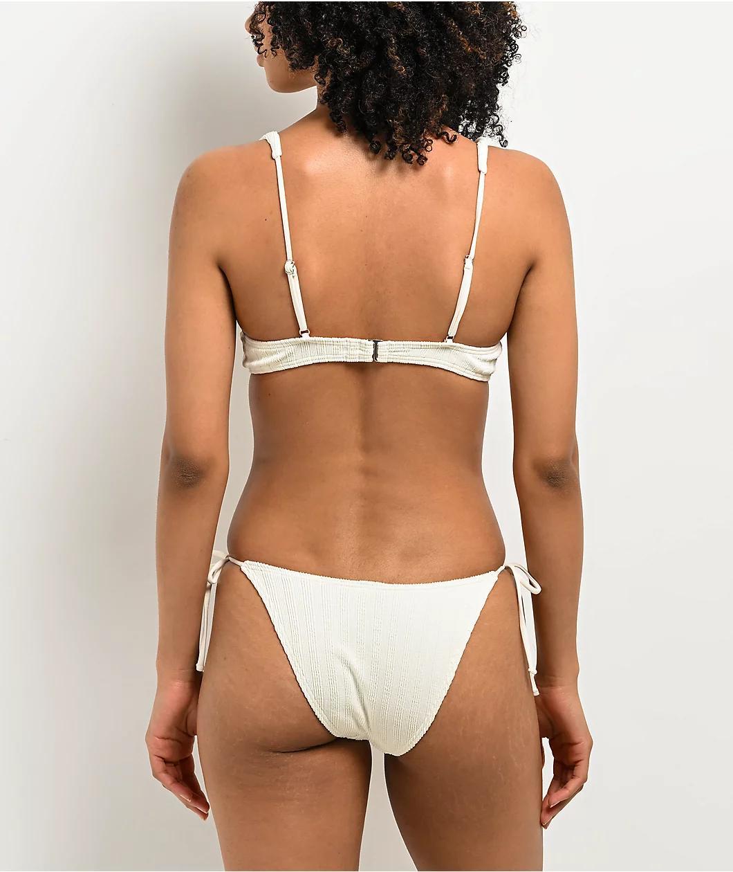 Damsel Lily Pucker Vanilla High Leg Bikini Bottom Product Image