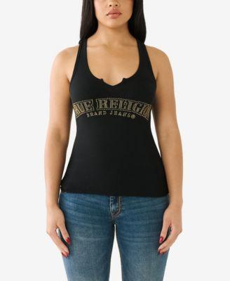 True Religion Womens Arched Logo V Notch Tank Product Image
