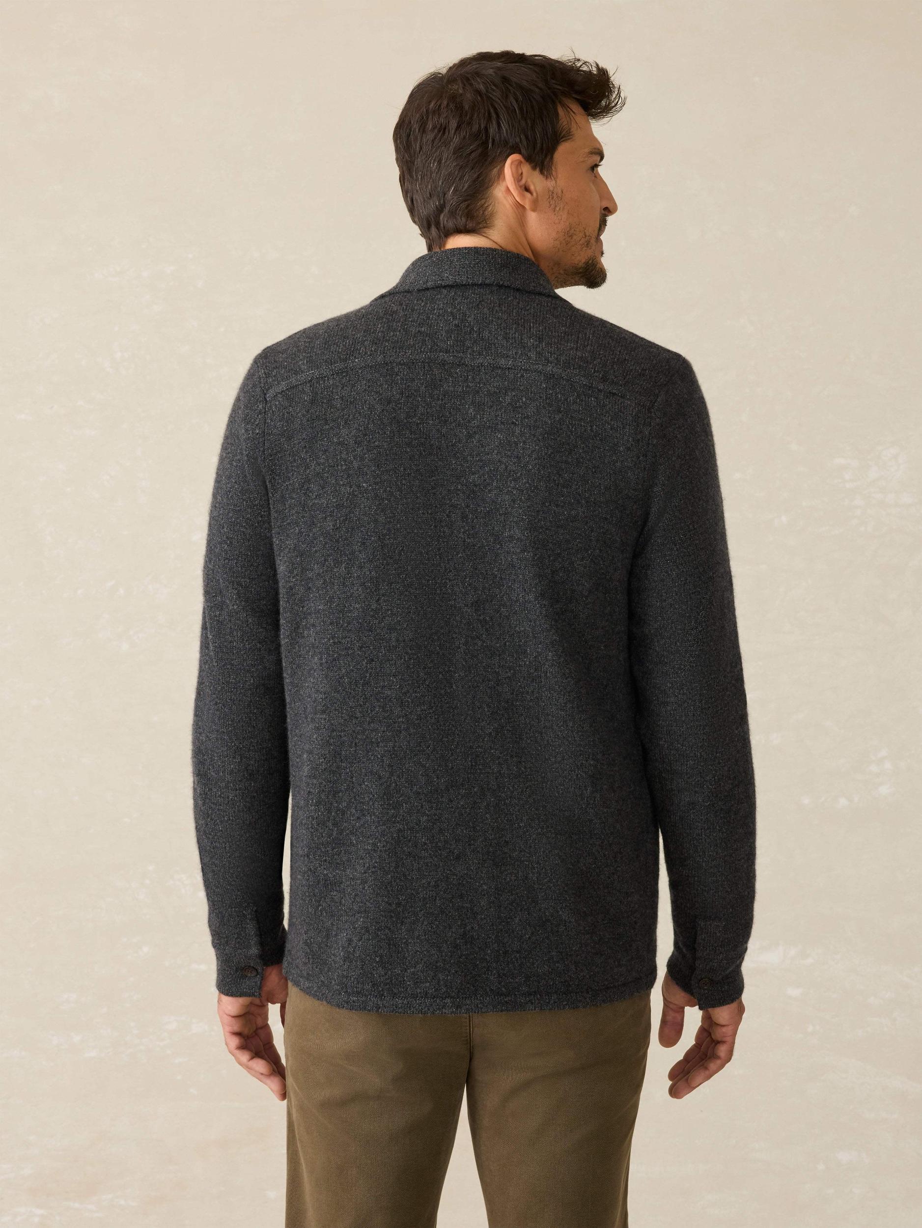 Wool Cashmere Sweater Overshirt - Charcoal Melange Male Product Image