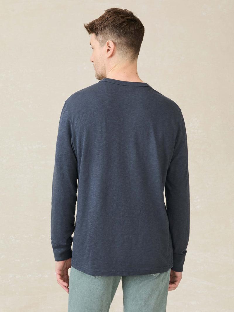 Long-Sleeve Sunwashed Regenerative Cotton Tee - Dune Navy Product Image